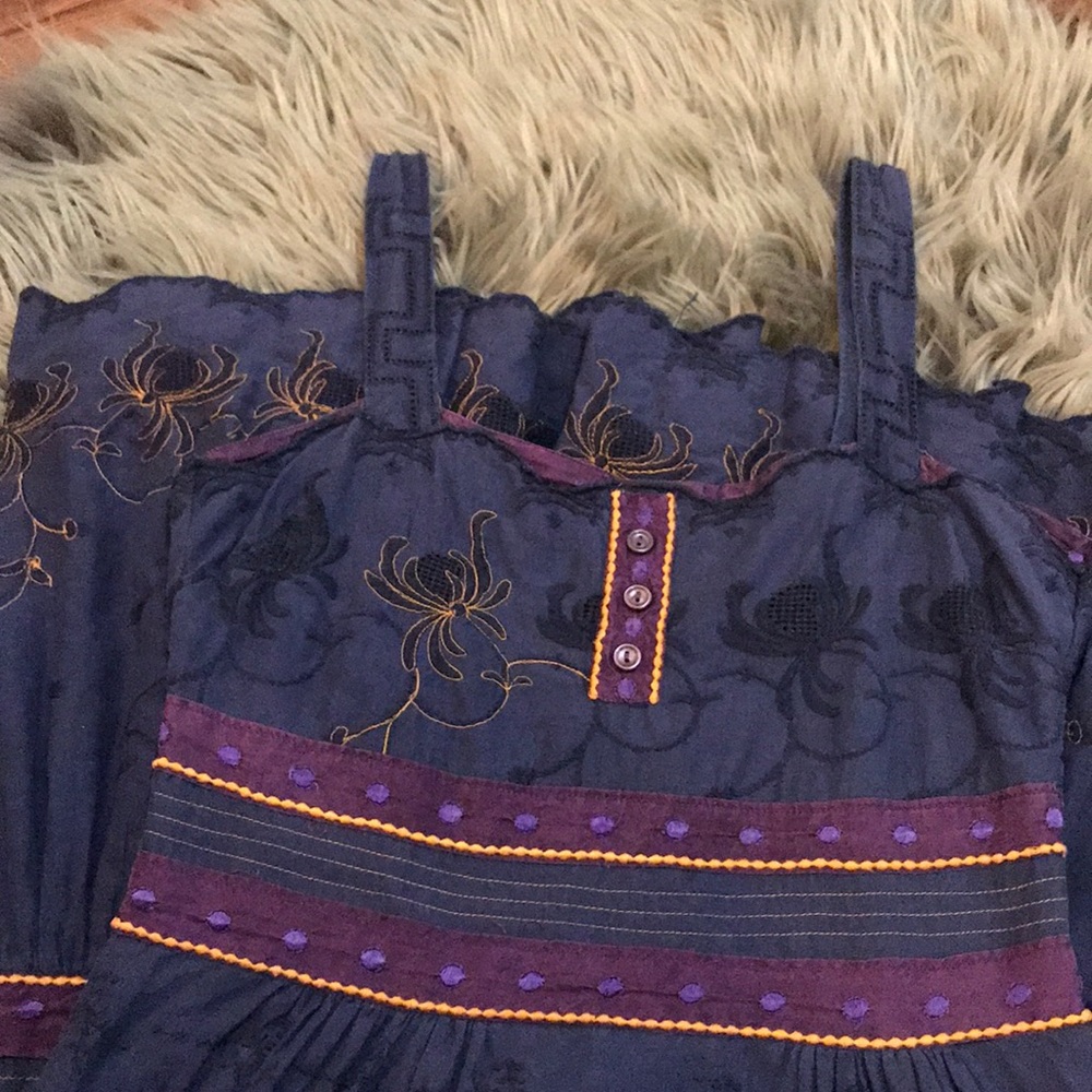 Anthropology viola navy and purple sundress